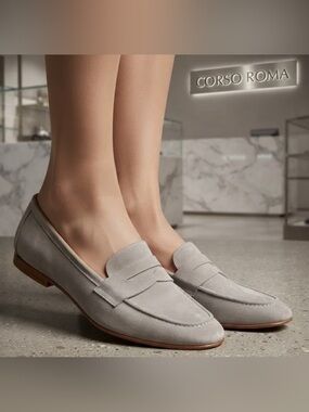 Authentic Corso Roma designer soft suede leather loafers sz 8 Euro 38